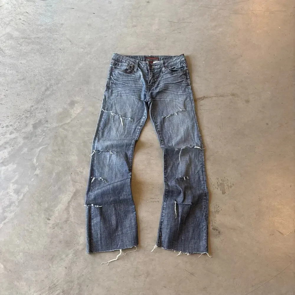 y2k faded distressed bootcut denim jeans